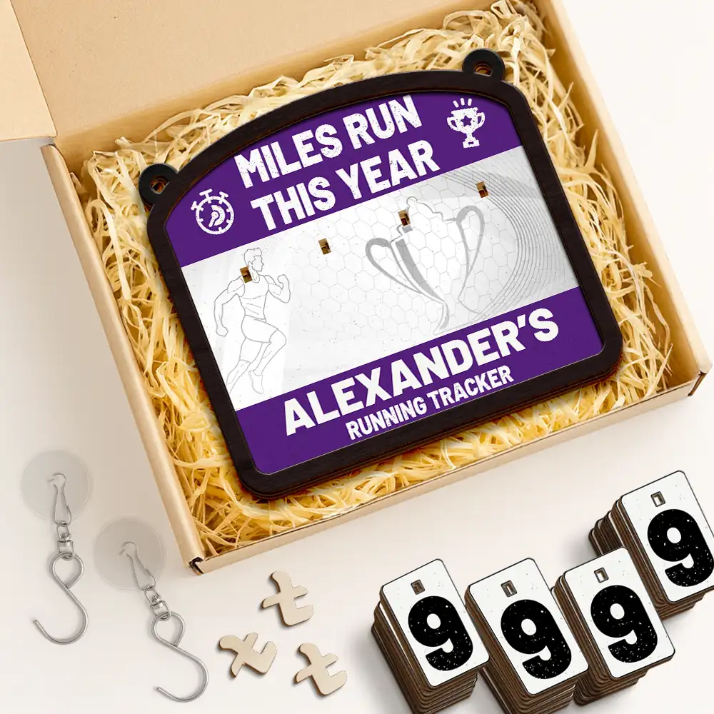 Miles Run This Year - Personalized Hanging Tracker Sign - Image 2
