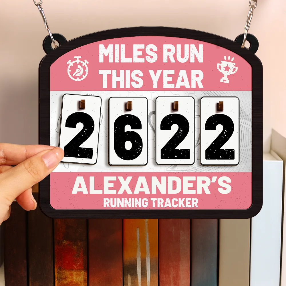 Miles Run This Year - Personalized Hanging Tracker Sign - Image 3