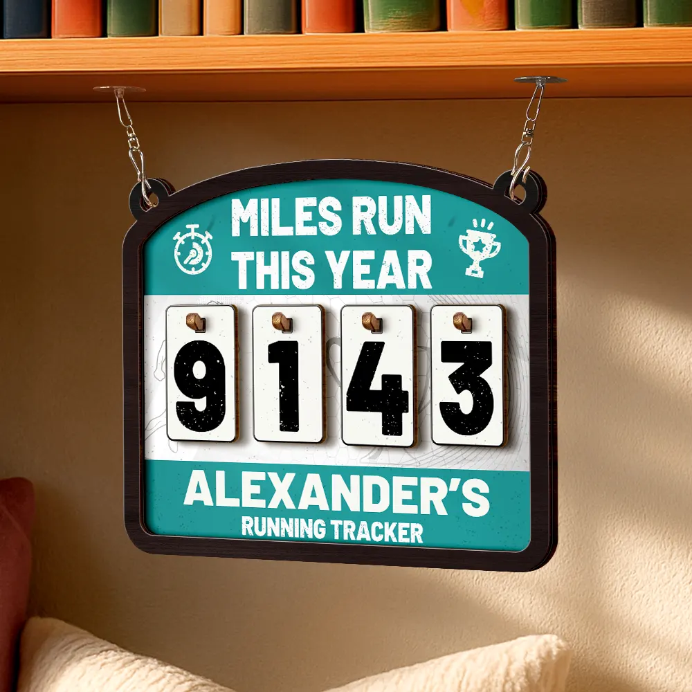 Miles Run This Year - Personalized Hanging Tracker Sign - Image 4