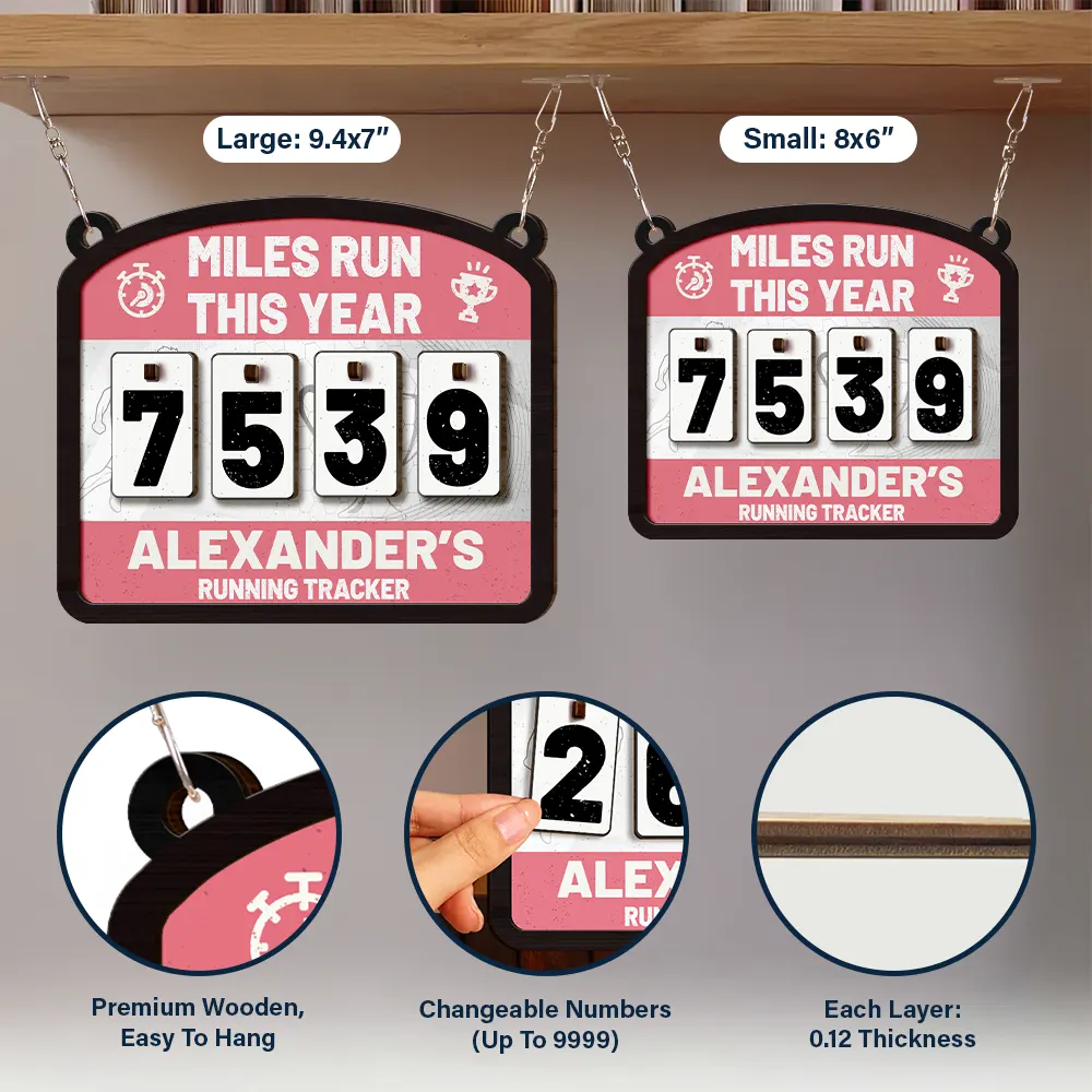 Miles Run This Year - Personalized Hanging Tracker Sign - Image 6