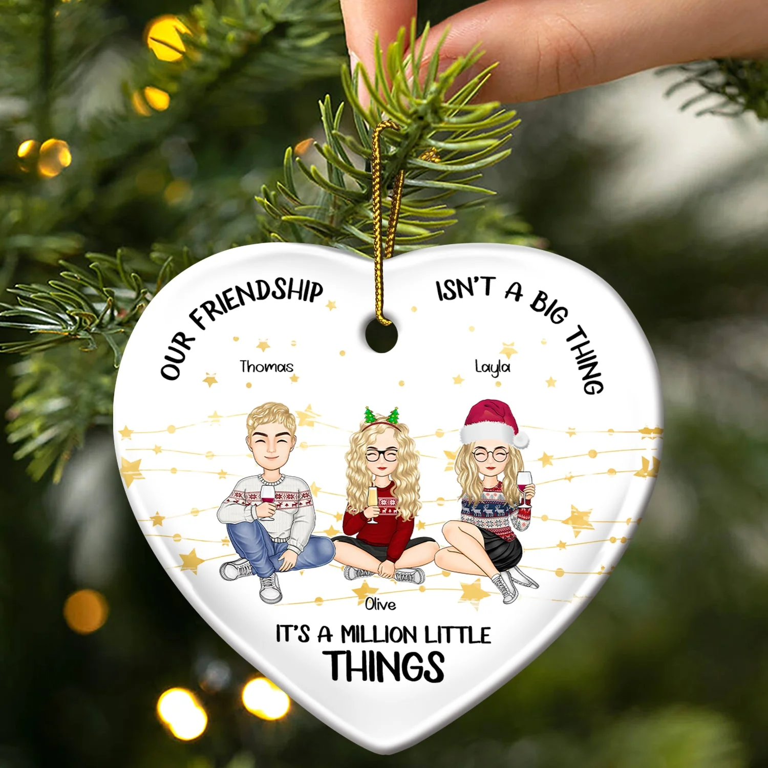 Million Little Things - Christmas Gift For Bestie - Personalized Heart Ceramic Ornament - Image 3