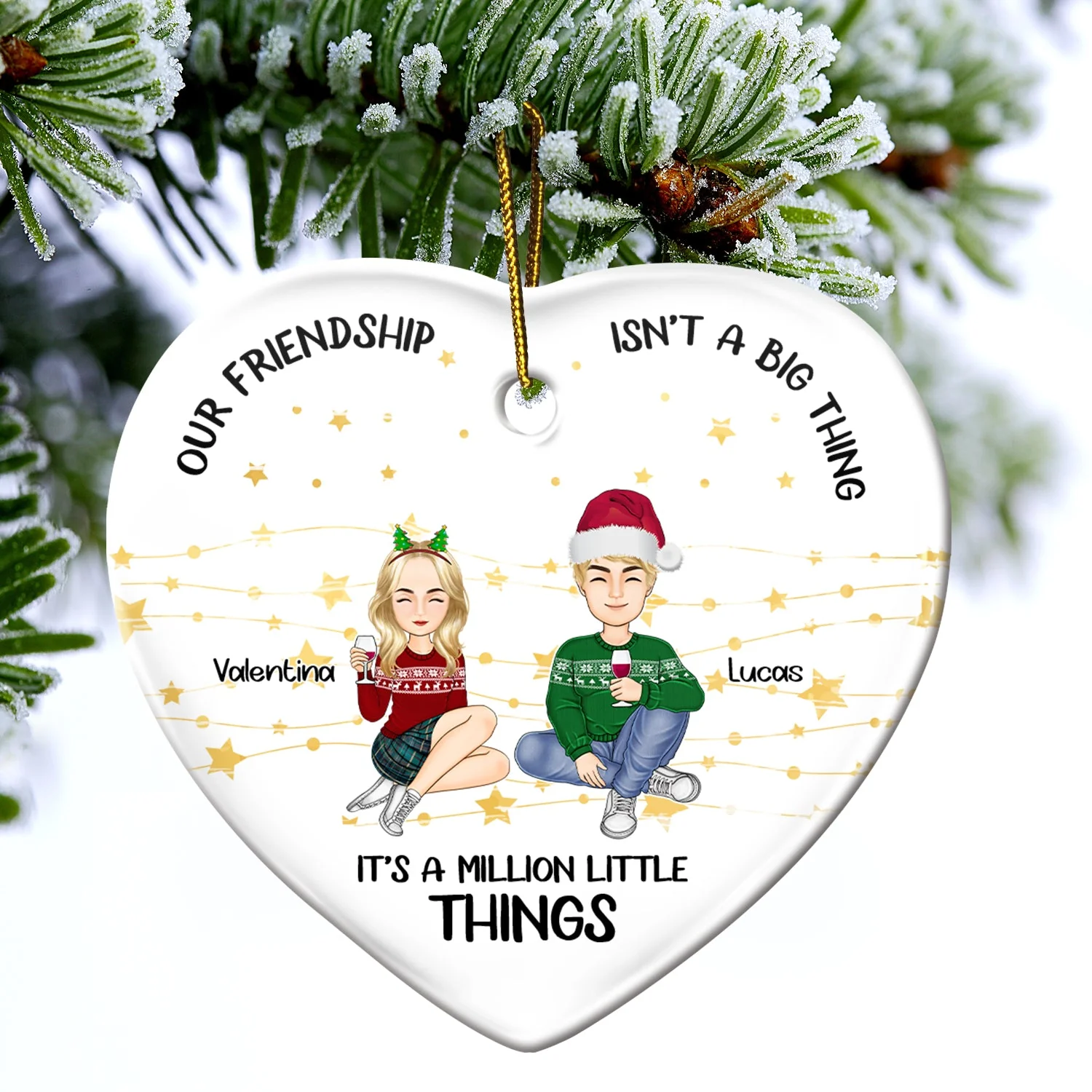 Million Little Things - Christmas Gift For Bestie - Personalized Heart Ceramic Ornament - Image 4