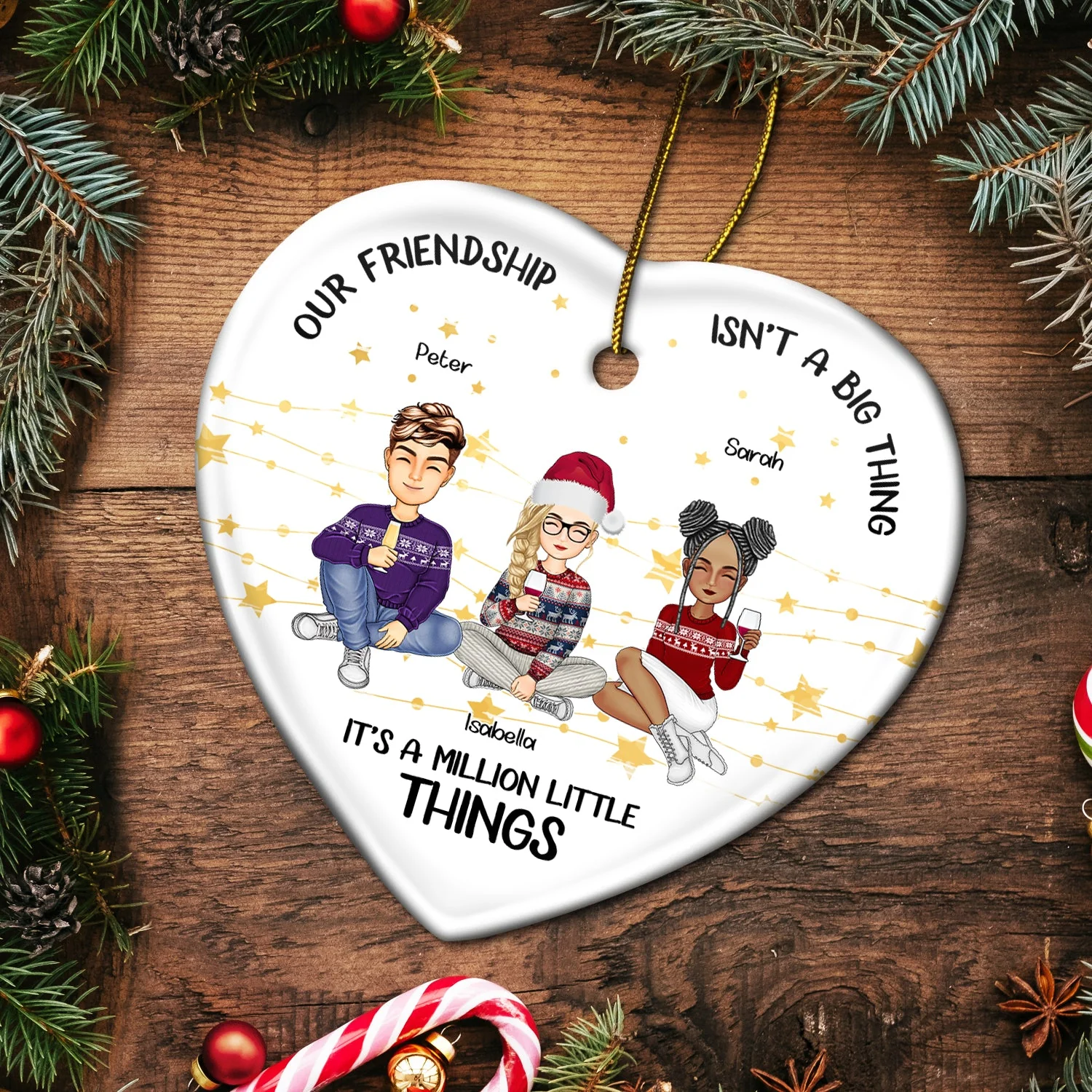 Million Little Things - Christmas Gift For Bestie - Personalized Heart Ceramic Ornament - Image 5