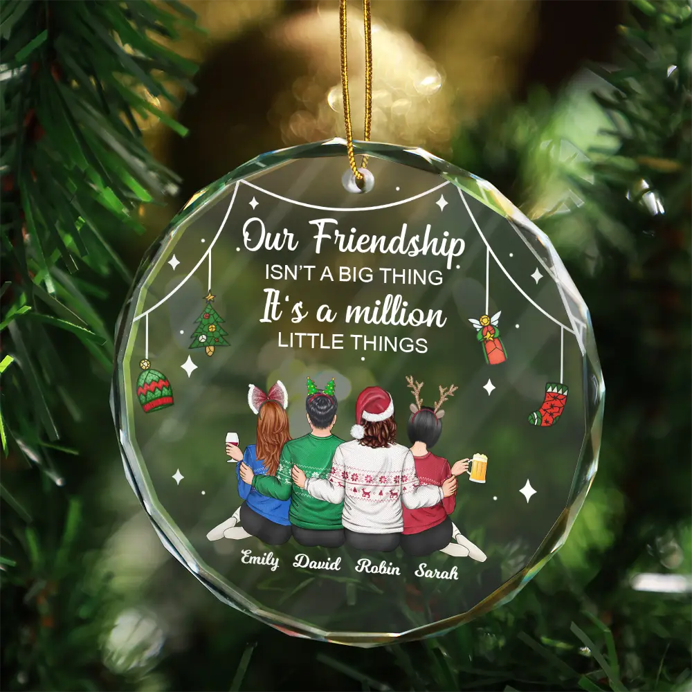 Million Little Things Friendship - Personalized Circle Glass Ornament - Image 3
