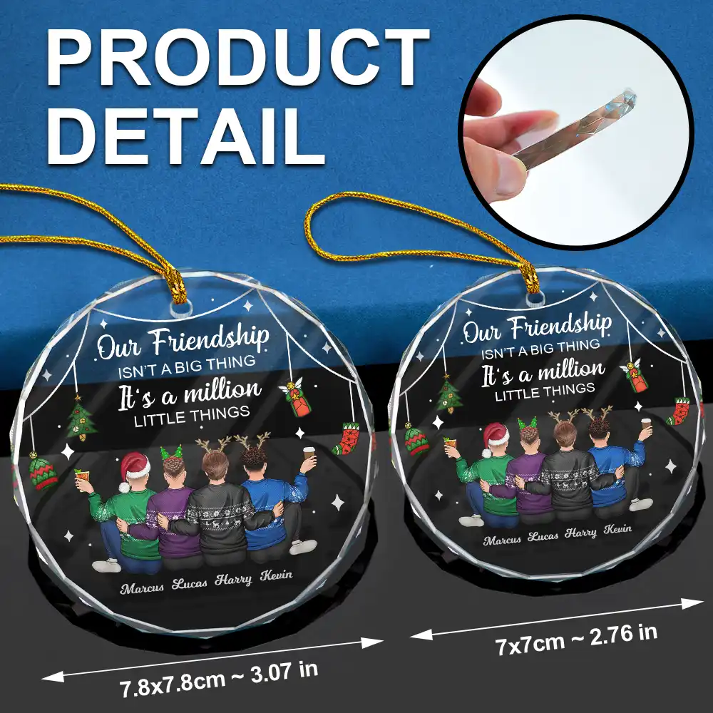 Million Little Things Friendship - Personalized Circle Glass Ornament - Image 6