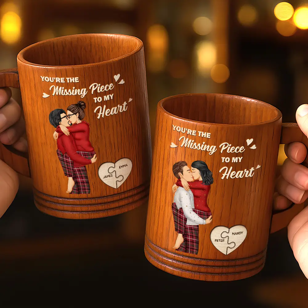 Missing Piece To My Heart - Personalized Wooden Mug - Image 2