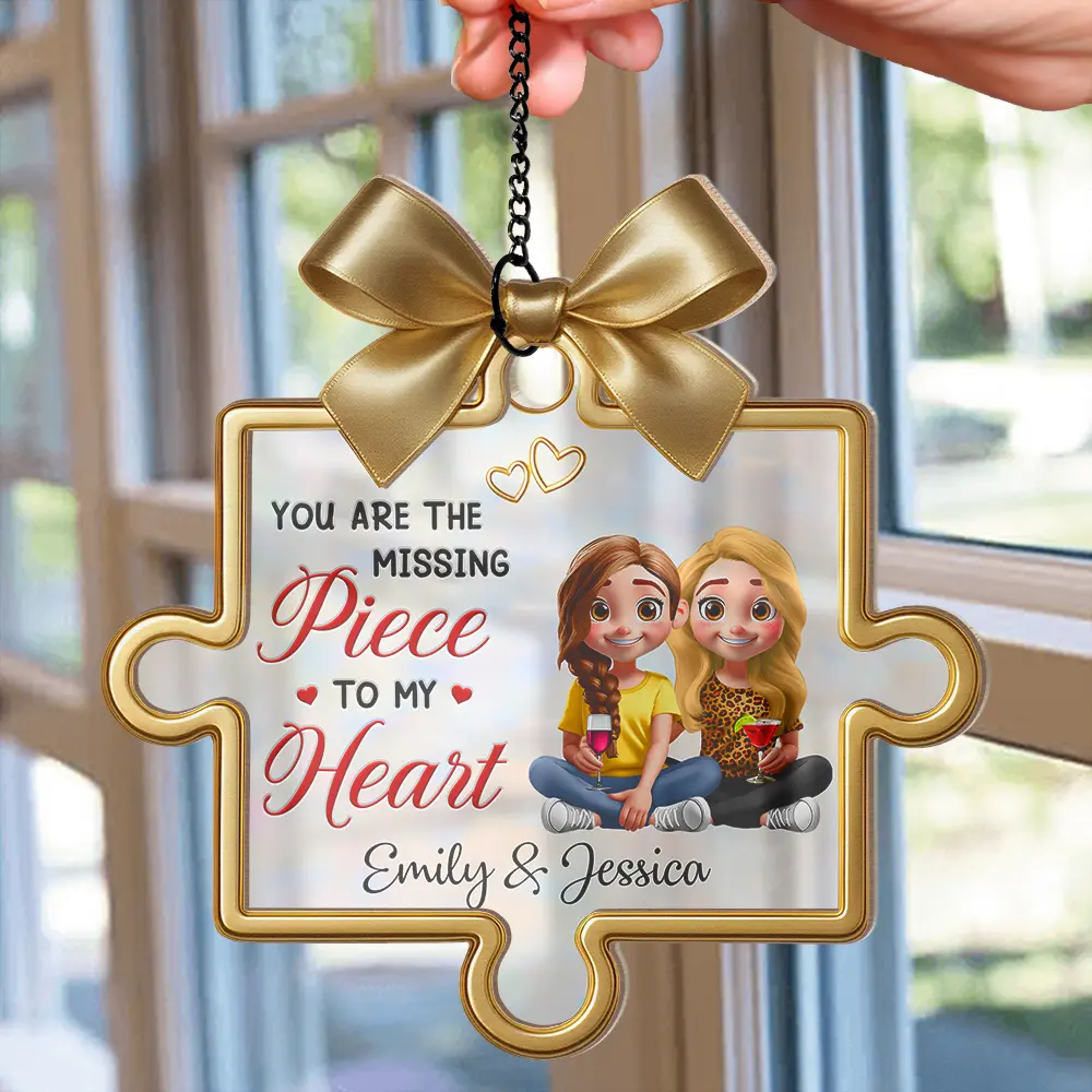 Missing Pieces To My Heart - Personalized Window Hanging Suncatcher Ornament - Image 2