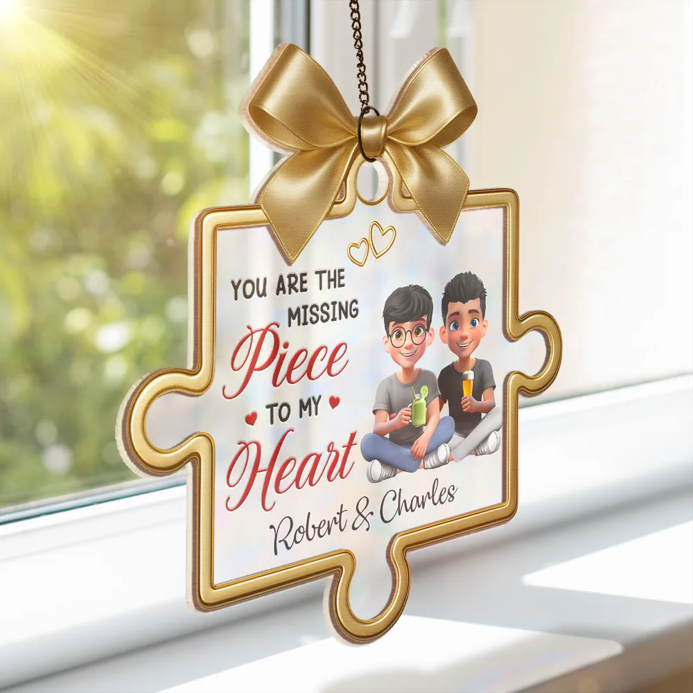 Missing Pieces To My Heart - Personalized Window Hanging Suncatcher Ornament - Image 3