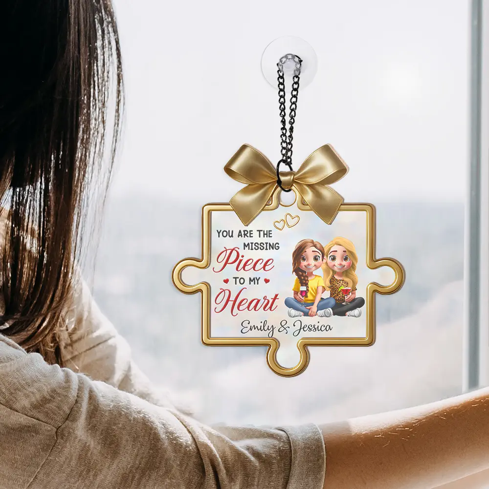 Missing Pieces To My Heart - Personalized Window Hanging Suncatcher Ornament - Image 4