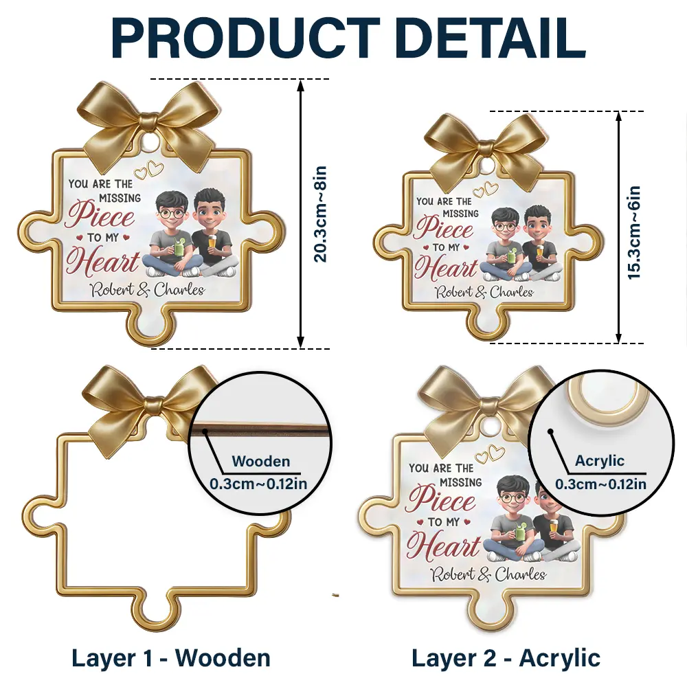 Missing Pieces To My Heart - Personalized Window Hanging Suncatcher Ornament - Image 5