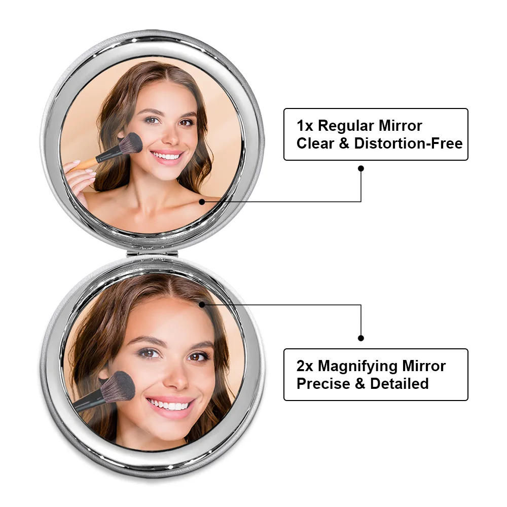 Mom And Daughter Forever Linked Together - Personalized Circle Compact Mirror - Image 4