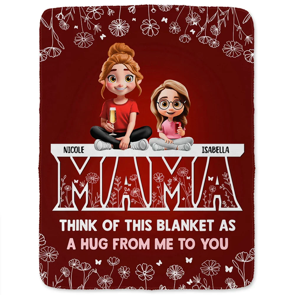 Mom & Children Think Of This Blanket As A Hug - Personalized Fleece Blanket, Sherpa Blanket - Image 2