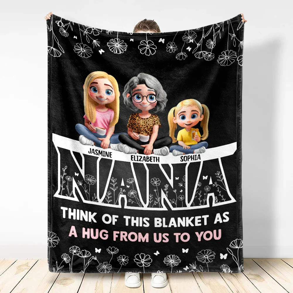 Mom & Children Think Of This Blanket As A Hug - Personalized Fleece Blanket, Sherpa Blanket - Image 3