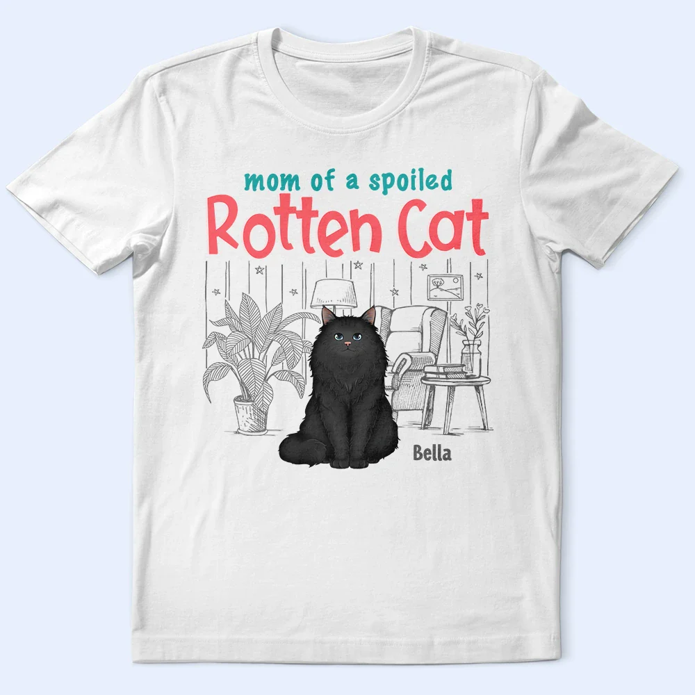 Mom Dad Of A Spoiled Rotten Cat Dog - Personalized T Shirt - Image 2