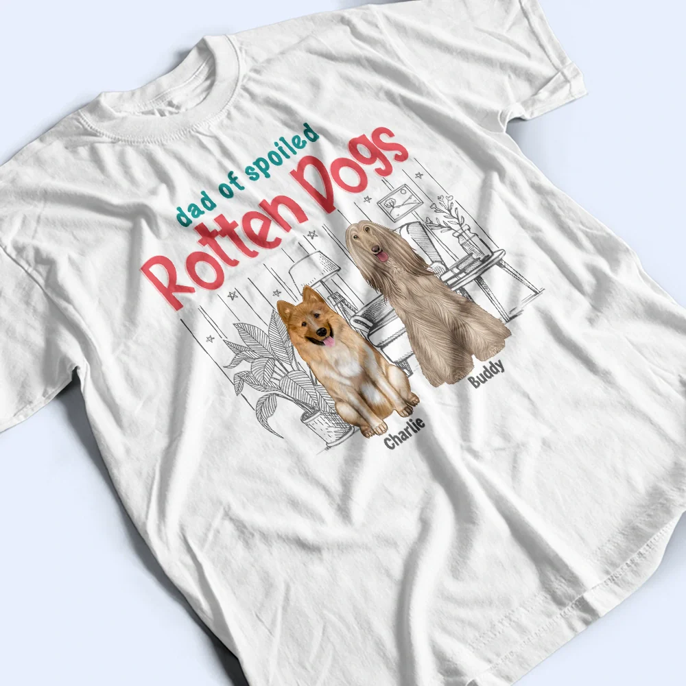 Mom Dad Of A Spoiled Rotten Cat Dog - Personalized T Shirt - Image 5