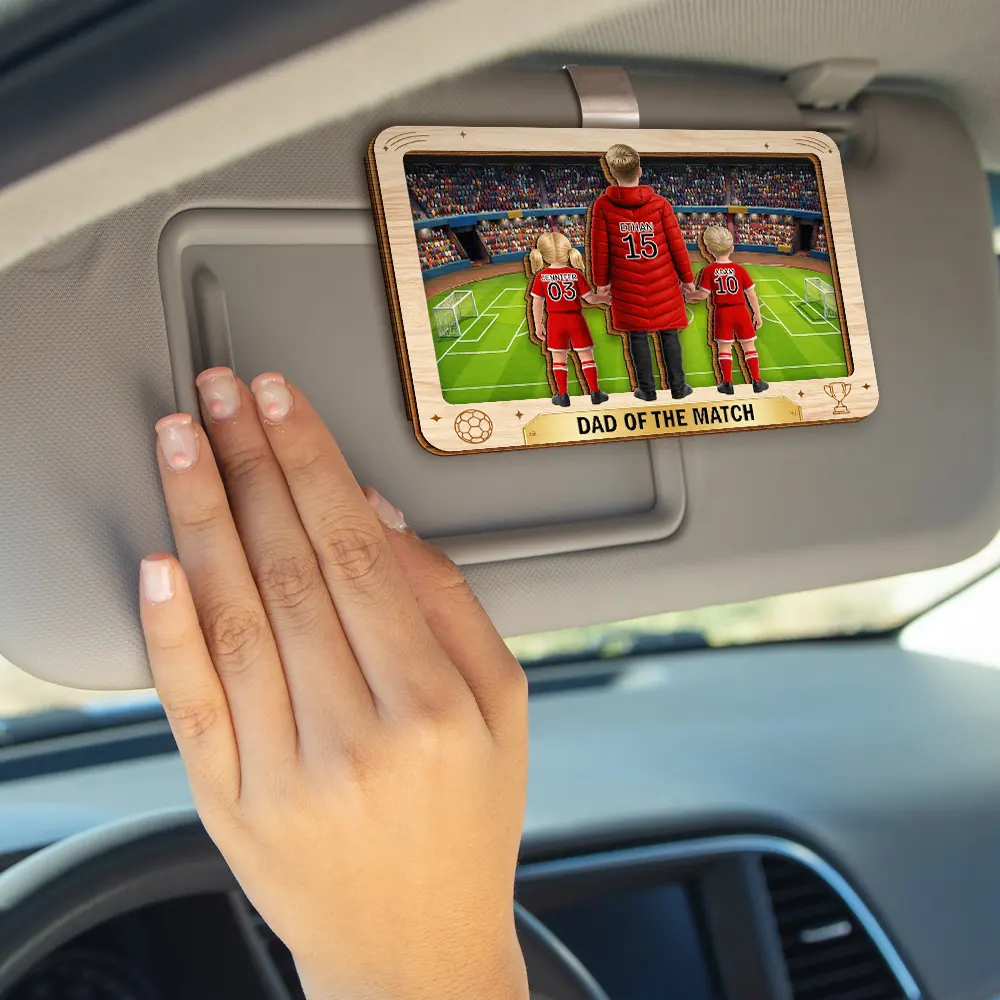 Mom Dad Of The Match Football Soccer Kid Team - Personalized Custom Shaped Car Visor Clip - Image 4