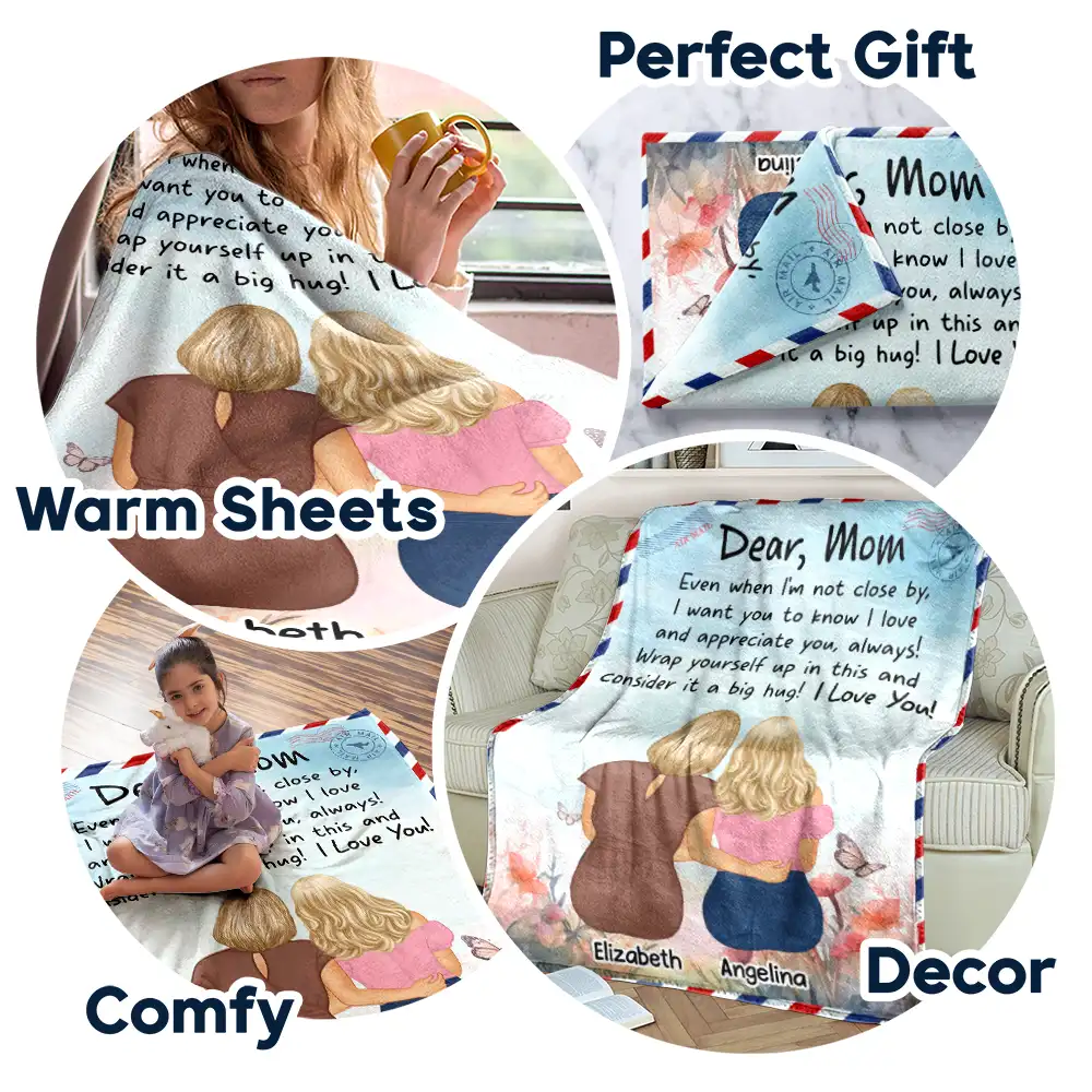 Mom Daughter Even When I'm Not Closed By - Personalized Fleece Blanket, Sherpa Blanket - Image 7