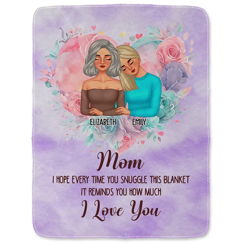 Mom Daughter I Hope Every Time You Snuggle - Personalized Fleece Blanket, Sherpa Blanket - Image 2