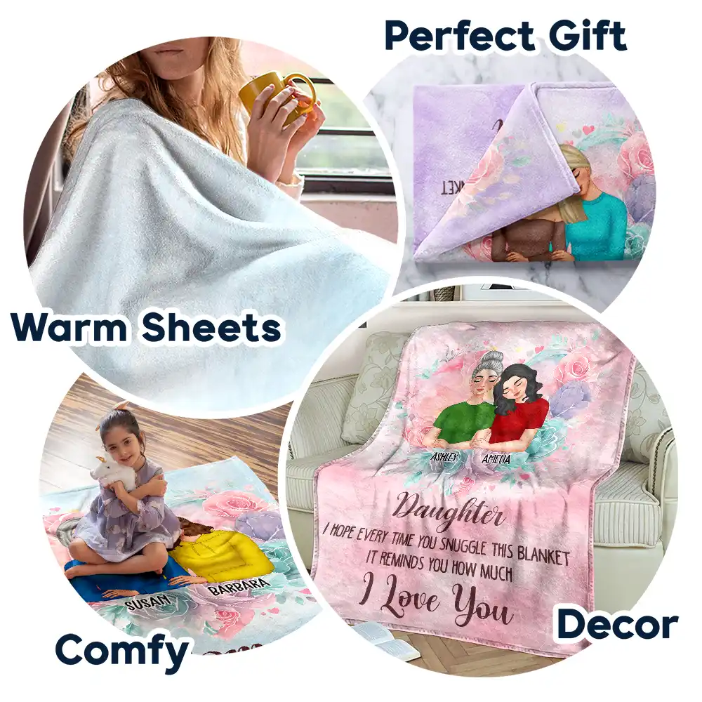 Mom Daughter I Hope Every Time You Snuggle - Personalized Fleece Blanket, Sherpa Blanket - Image 7