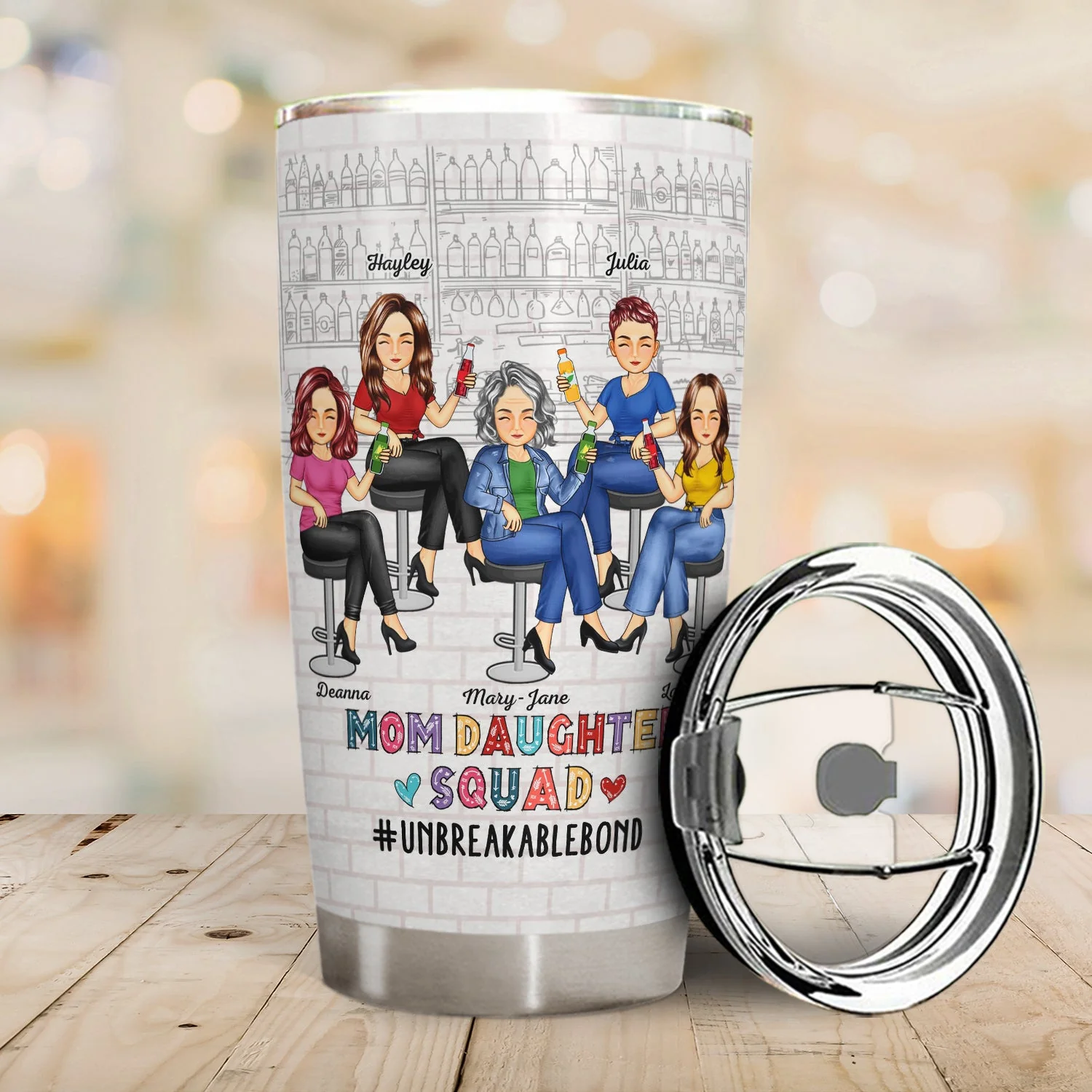 Mom Daughter Squad Unbreakable Bond - Birthday, Loving Gift For Mother, Mama, Grandma, Grandmother - Personalized Custom Tumbler - Image 2