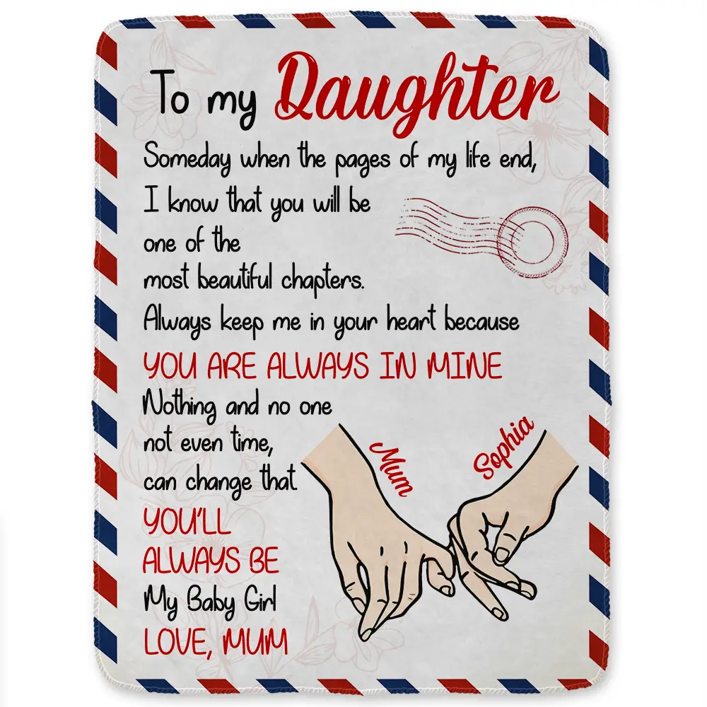 Mom Daughter You'll Always Be My Baby Girl - Personalized Fleece Blanket, Sherpa Blanket - Image 2
