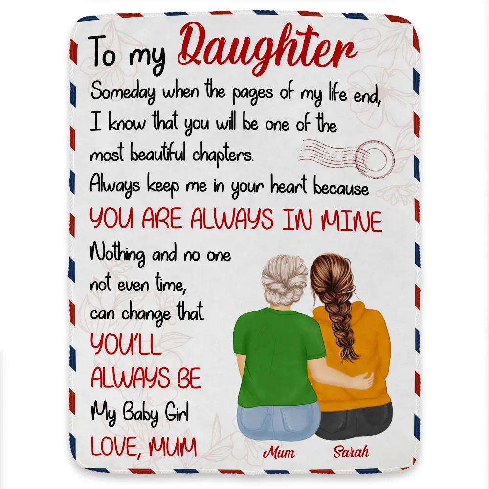 Mom Daughter You'll Always Be My Baby Girl - Personalized Fleece Blanket, Sherpa Blanket - Image 2