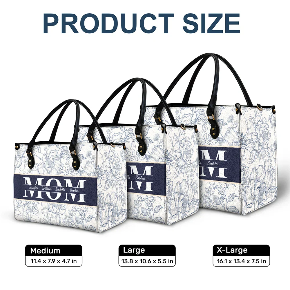 Mom Floral Design Trendy Bag - Personalized Leather Bag - Image 6