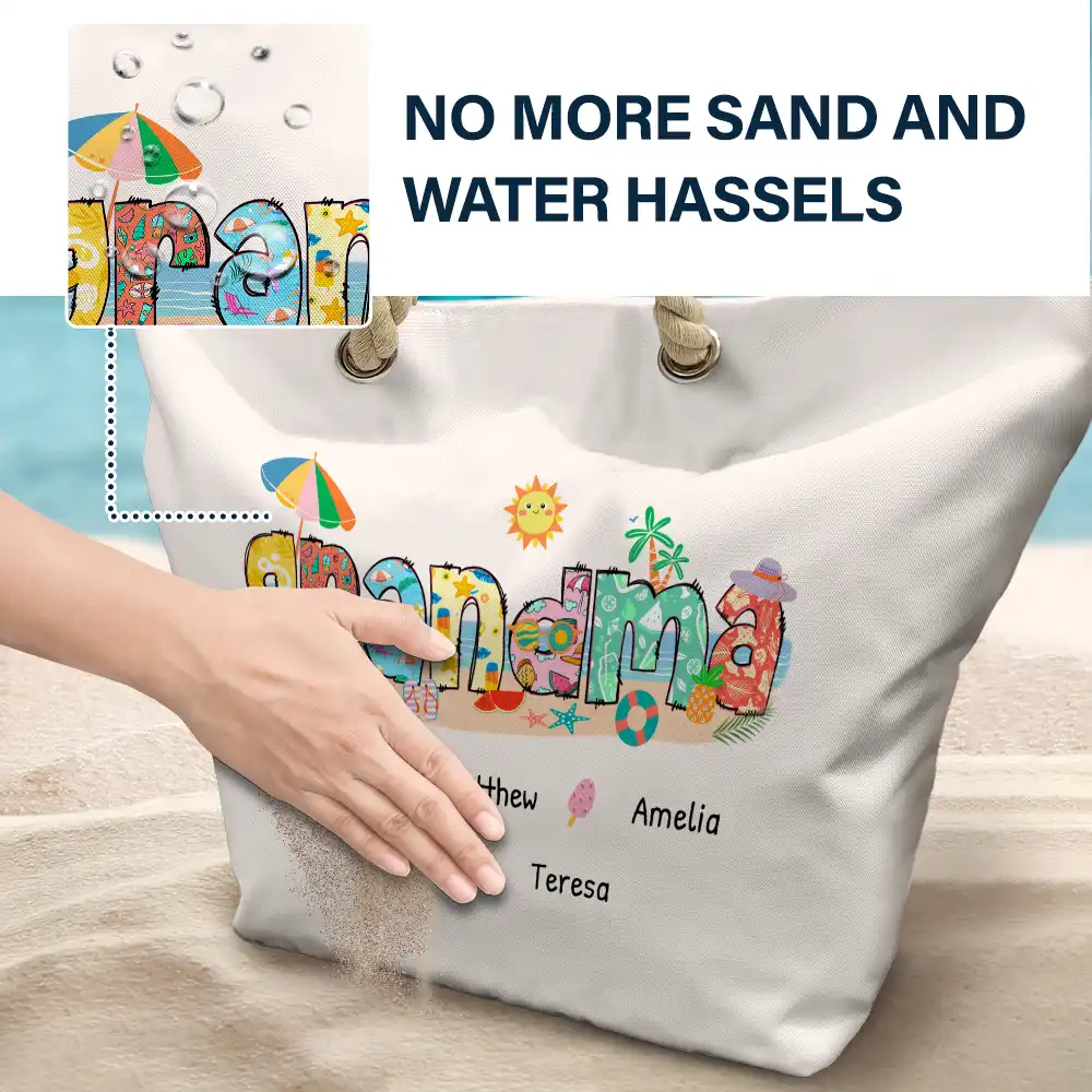 Mom Grandma Beach Summer Vibe - Personalized Beach Bag - Image 6