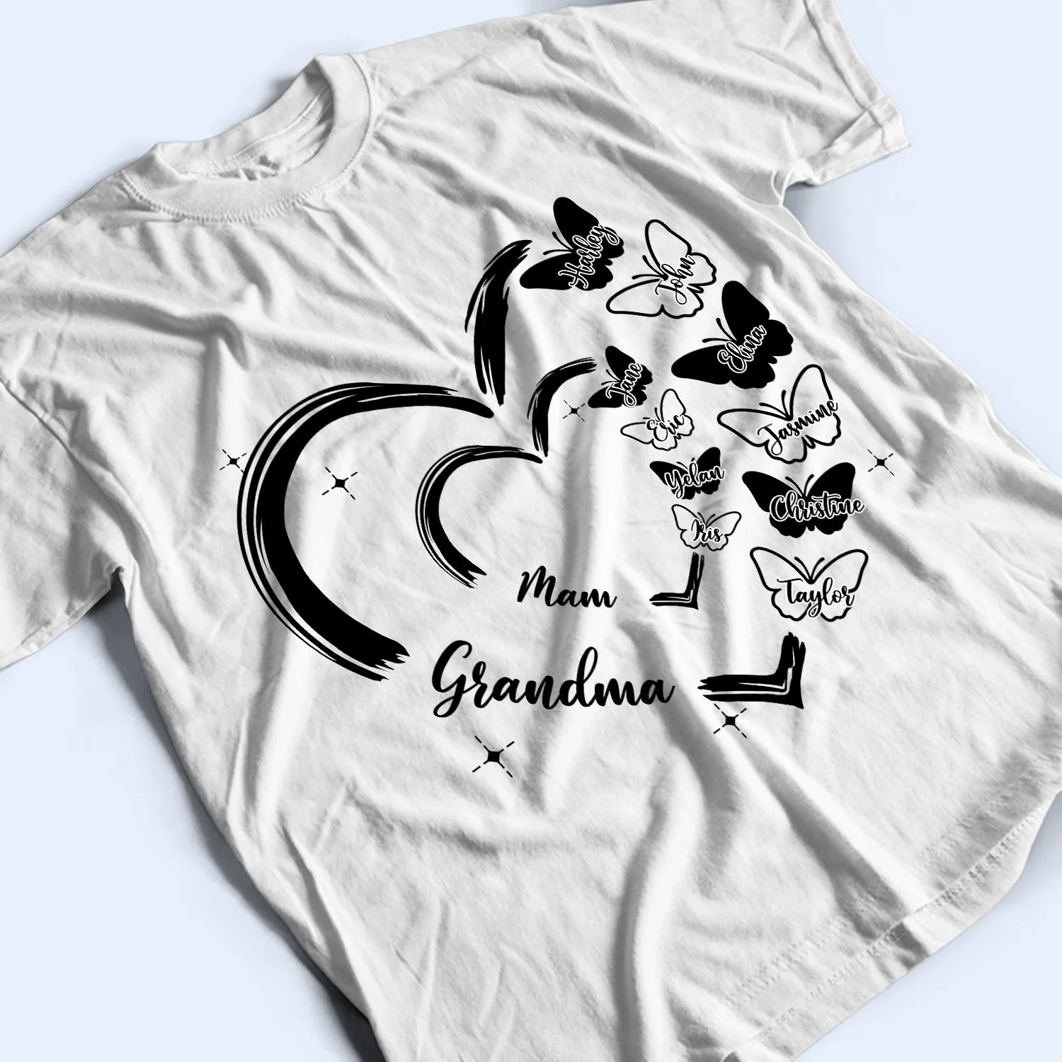 Mom Grandma Butterfly - Gift For Mother, Grandmother - Personalized T Shirt - Image 3