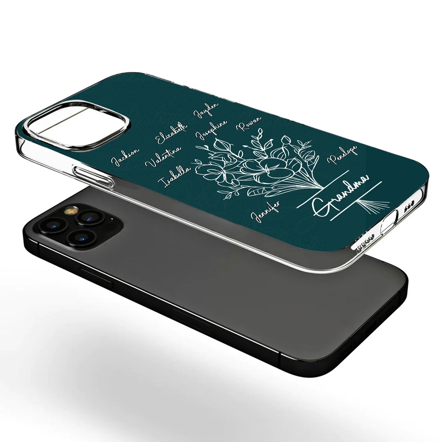 Mom Grandma Flower - Gift For Mother, Grandmother - Personalized Clear Phone Case - Image 3