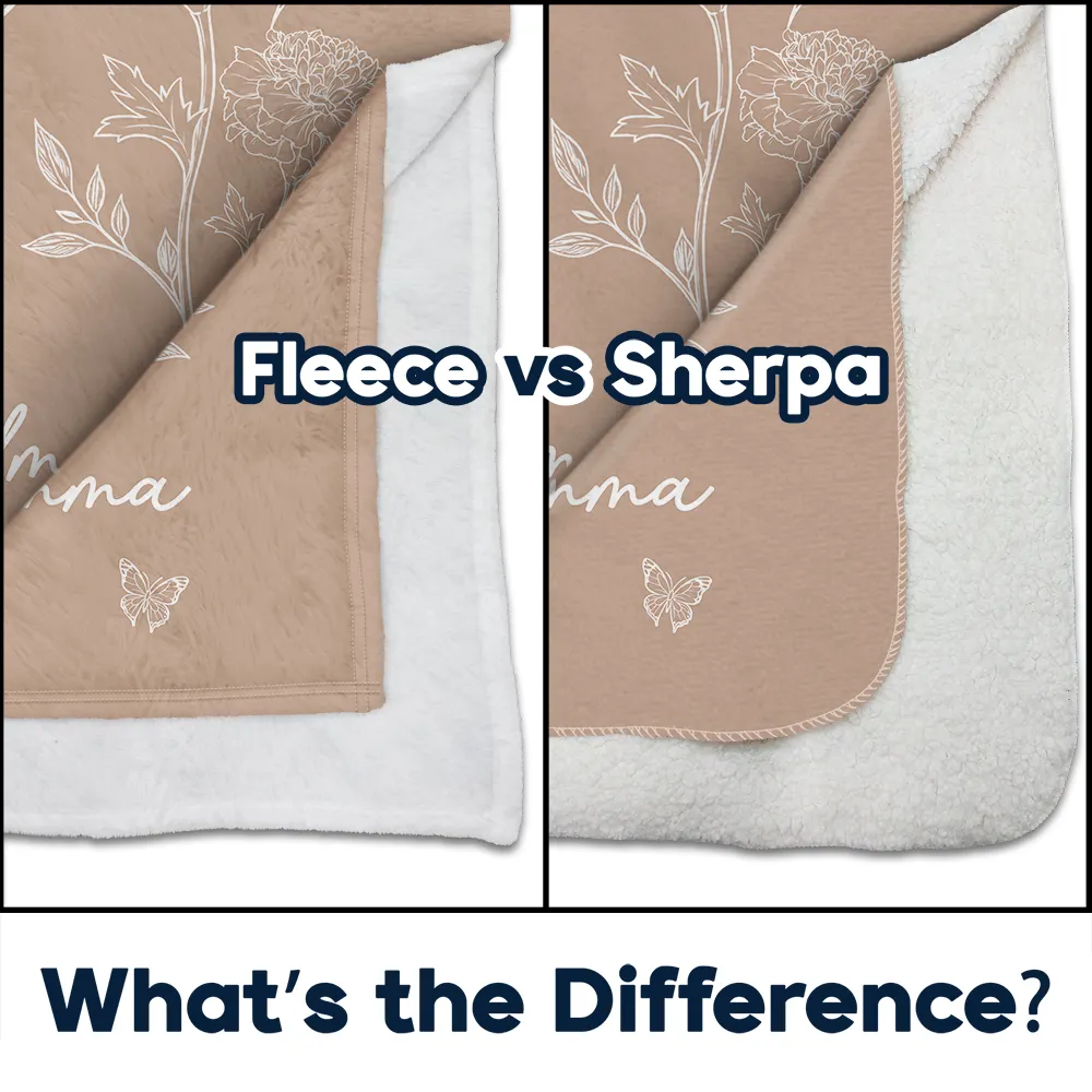 Mom Grandma Great Grandma Birth Flower - Personalized Fleece Blanket, Sherpa Blanket - Image 4
