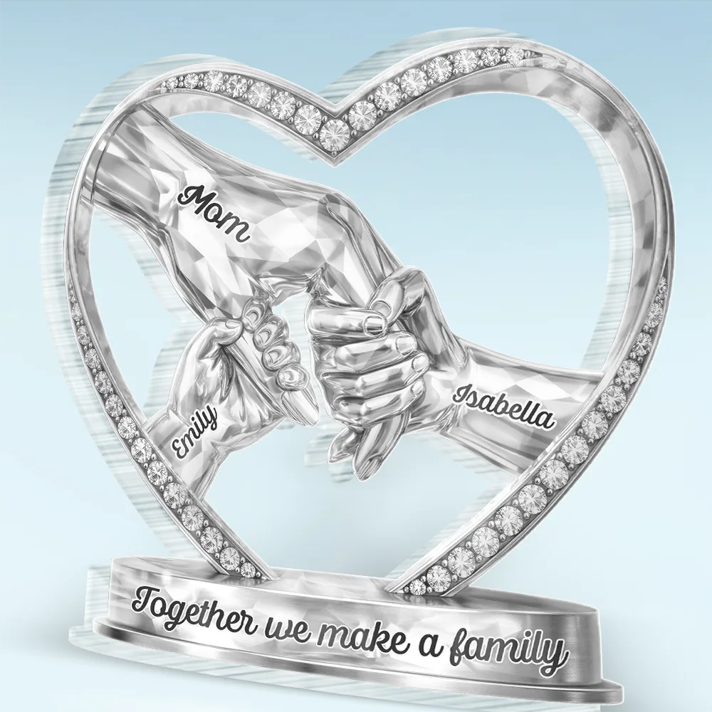 Mom Grandma Holding Hands 3D Effect - Personalized Custom Shaped Acrylic Plaque - Image 2