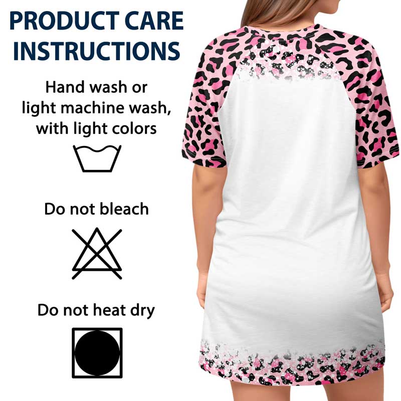 Mom Grandma Kids Butterflies Leopard Pattern - Gift For Mother, Grandmother - Personalized Women's Sleep Tee - Image 5
