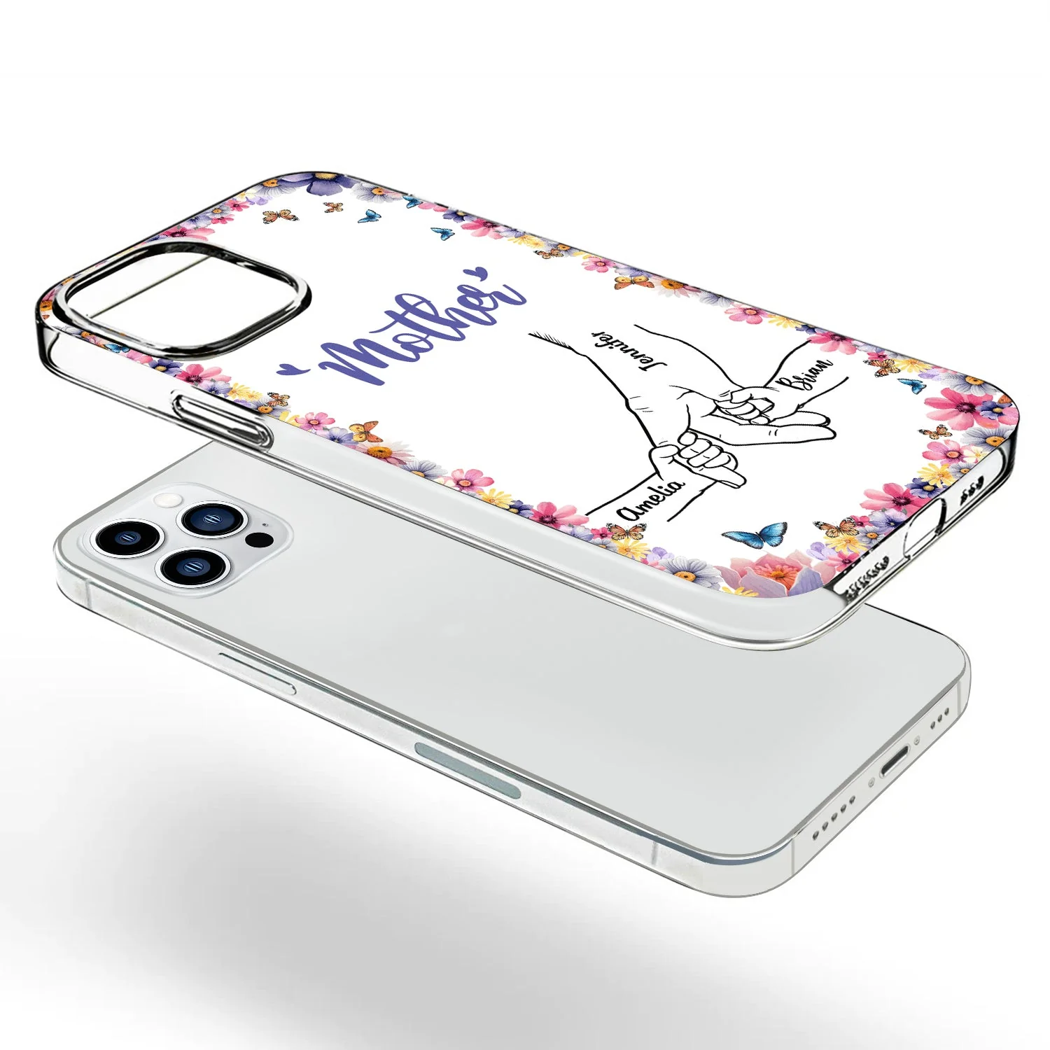 Mom Grandma Kids Hand In Hand - Gift For Mother, Grandmother - Personalized Clear Phone Case - Image 3