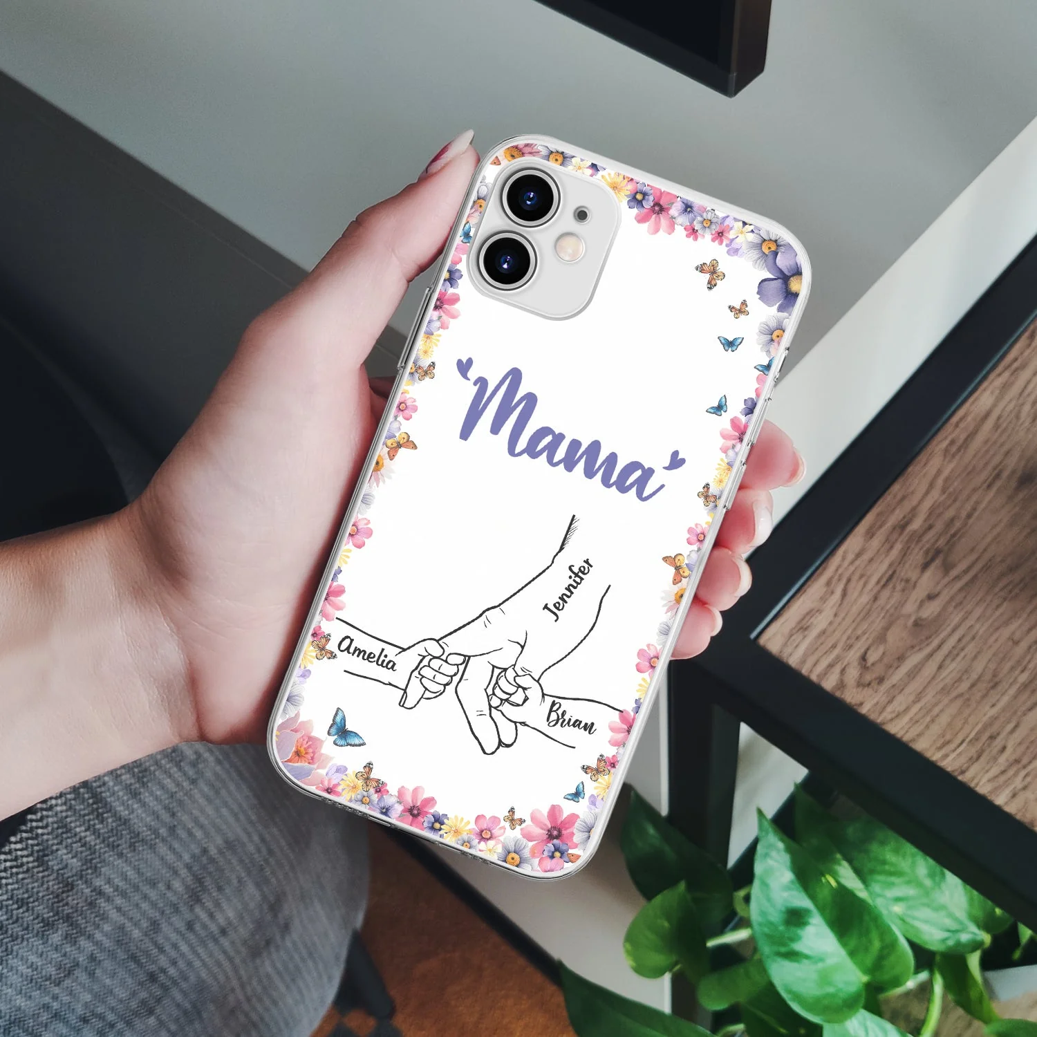 Mom Grandma Kids Hand In Hand - Gift For Mother, Grandmother - Personalized Clear Phone Case - Image 4