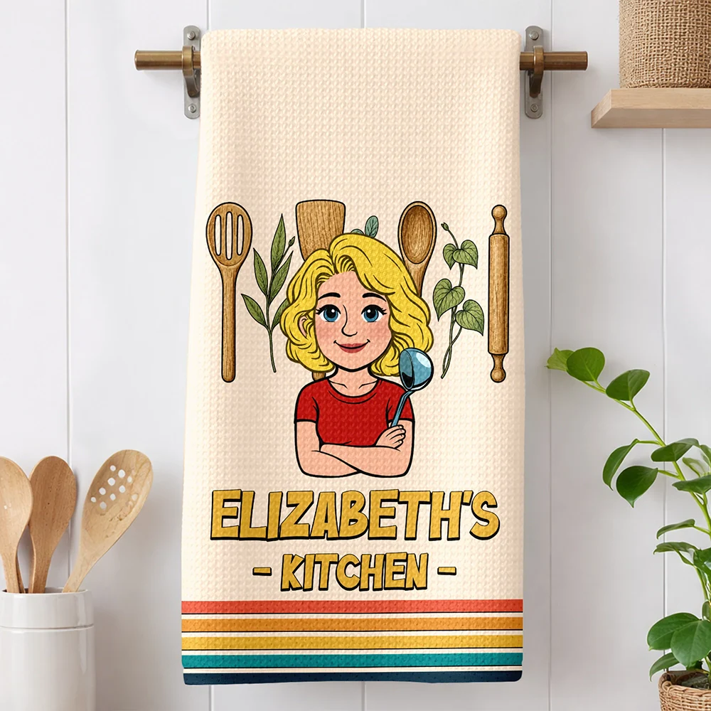 Mom Grandma Kitchen Retro - Personalized Kitchen Towel