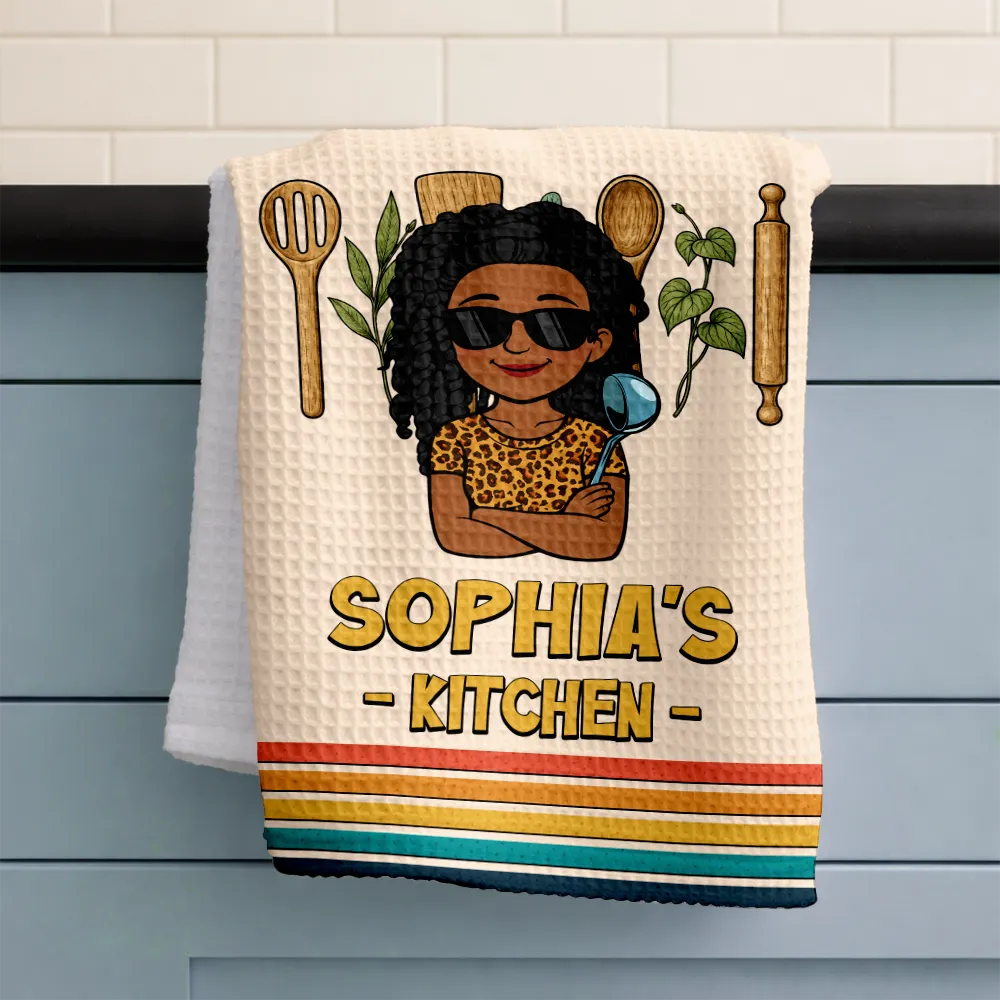 Mom Grandma Kitchen Retro - Personalized Kitchen Towel - Image 3
