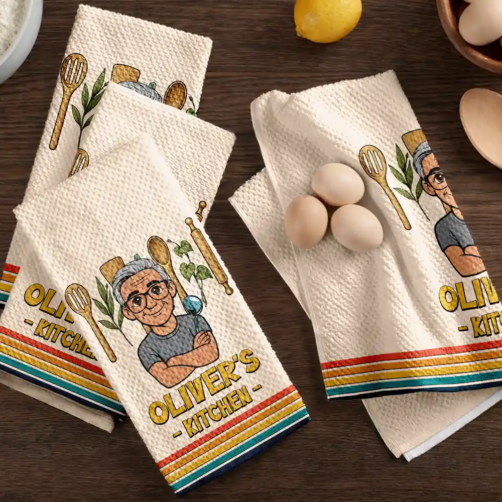 Mom Grandma Kitchen Retro - Personalized Kitchen Towel - Image 6
