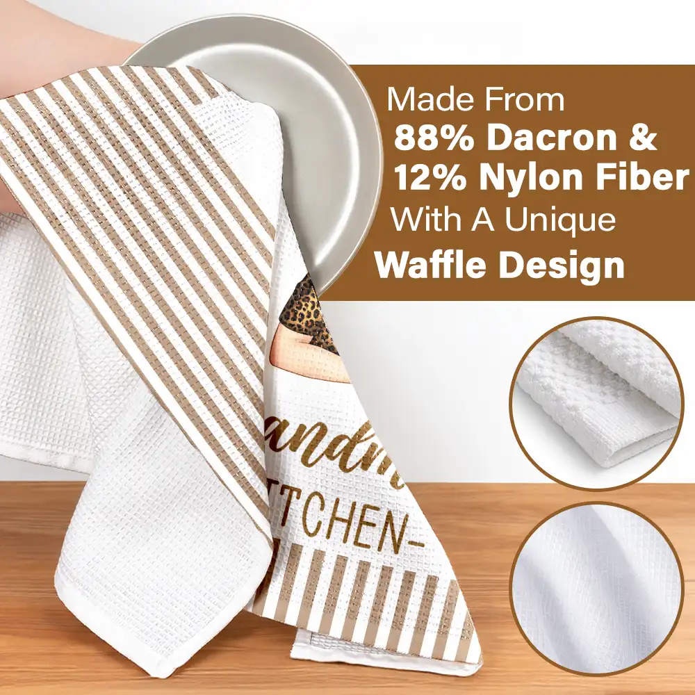 Mom Grandma Kitchen Vintage Stripe - Personalized Kitchen Towel - Image 4