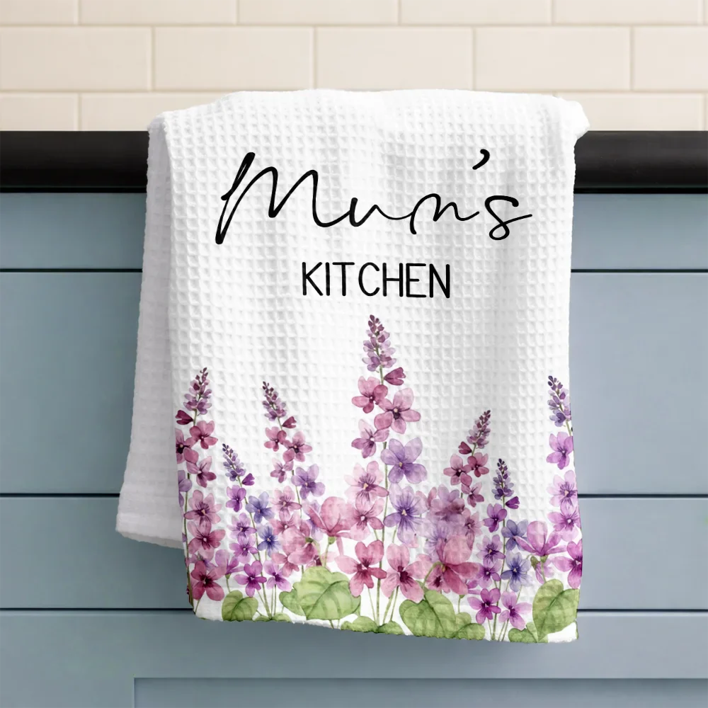 Mom Grandma Kitchen Watercolor Birth Flower - Personalized Kitchen Towel - Image 3