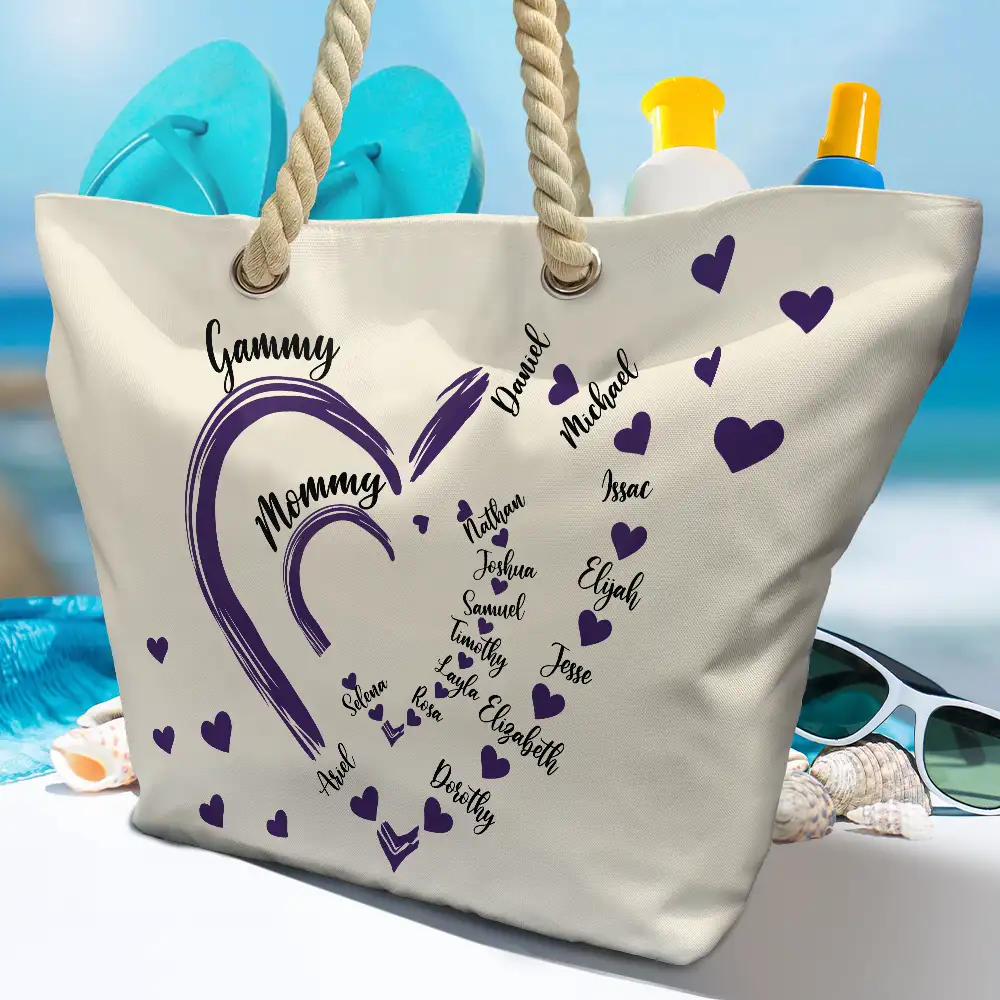 Mom Grandma Little Sweethearts - Personalized Beach Bag - Image 4