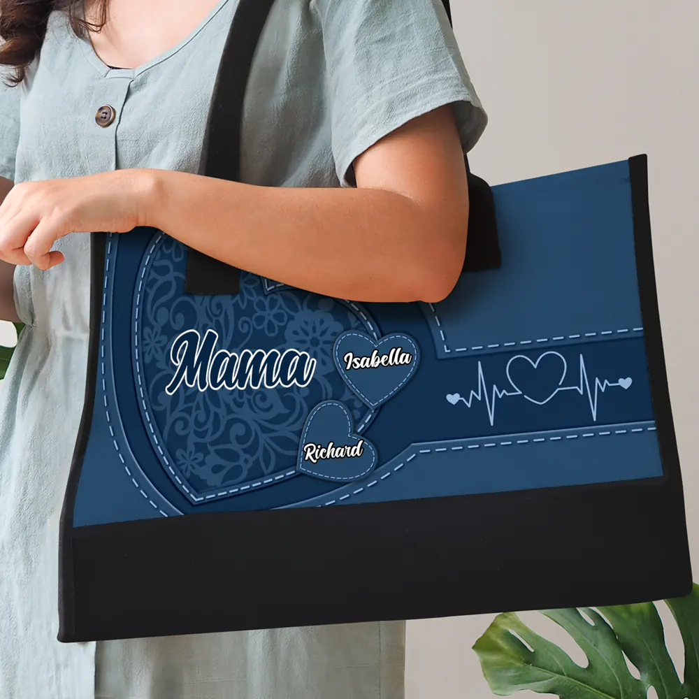 Mom Grandma Little Sweethearts - Personalized Canvas Tote Bag - Image 3