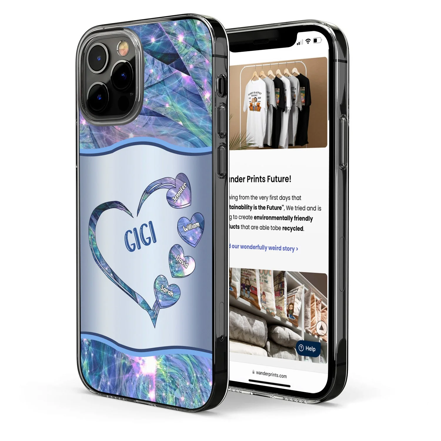 Mom Grandma Loads Of Sweet Heart Kids - Gift For Mother, Grandmother - Metal Effect Printed, Personalized Clear Phone Case - Image 2