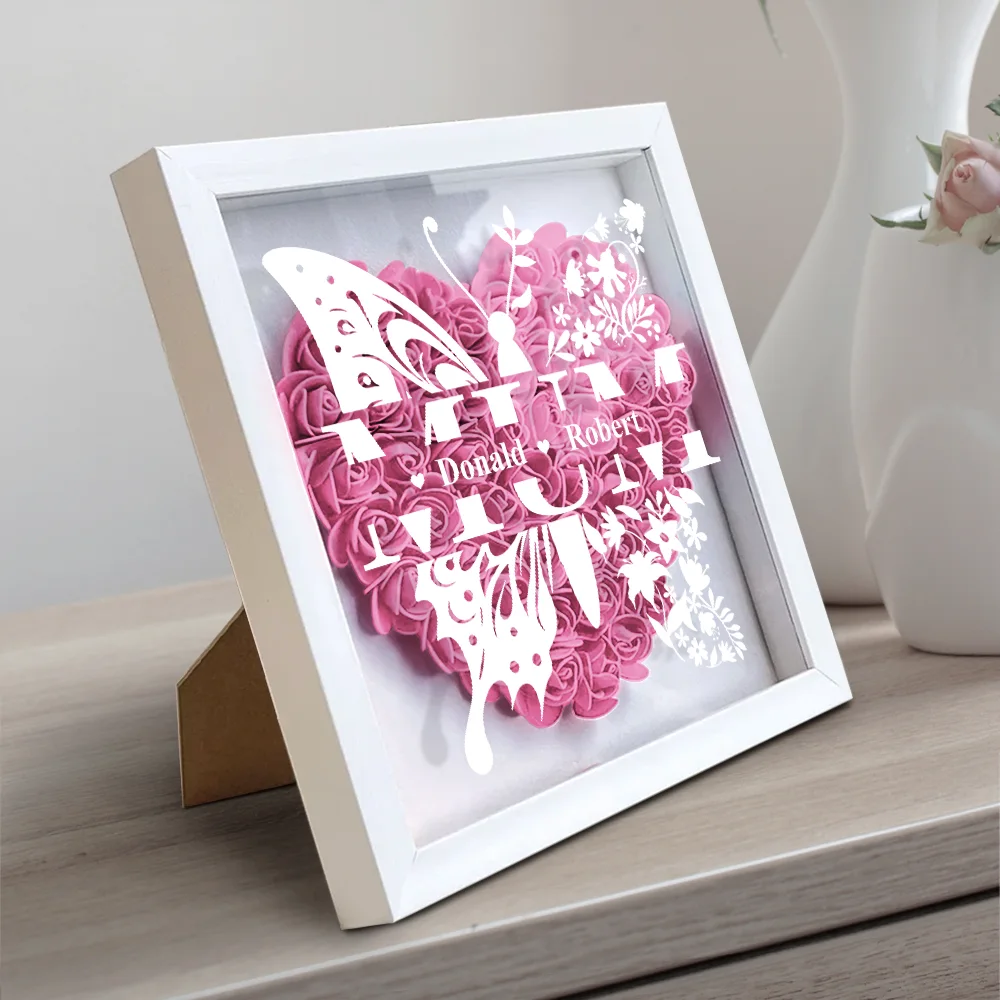 Mom Grandma Nana Butterfly - Personalized Flower Shadow Box - Image 2
