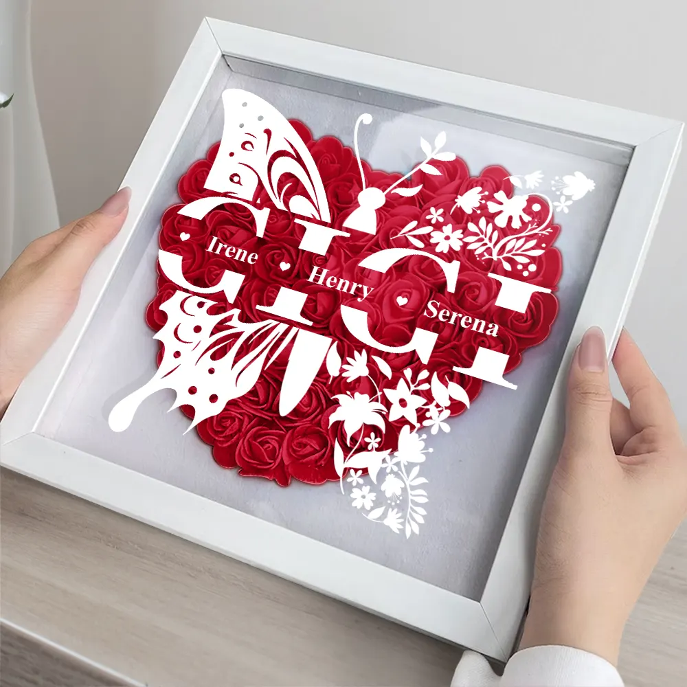 Mom Grandma Nana Butterfly - Personalized Flower Shadow Box - Image 3