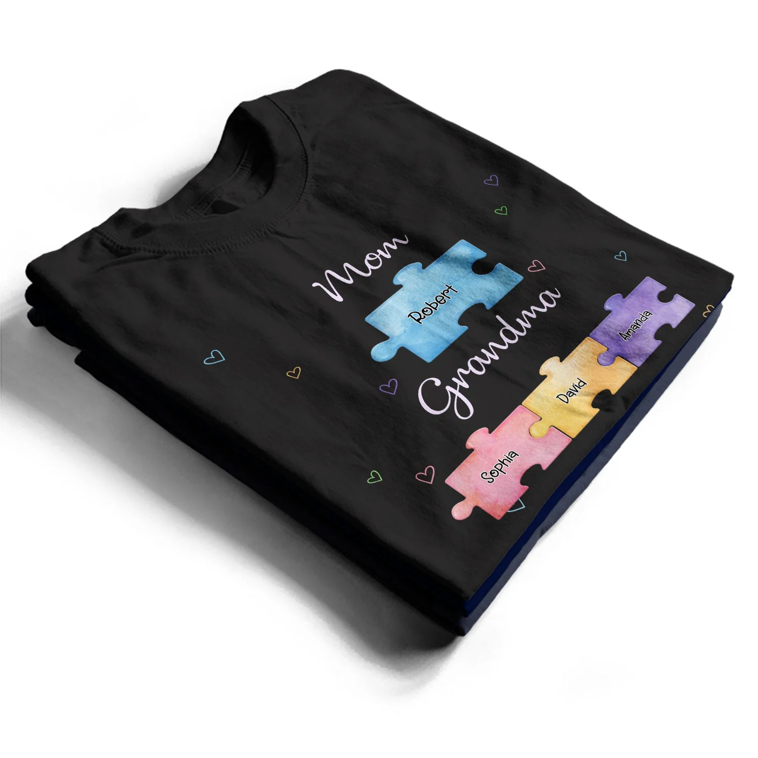 Mom Grandma Puzzle - Gift For Mom, Grandma - Personalized Custom T Shirt - Image 2