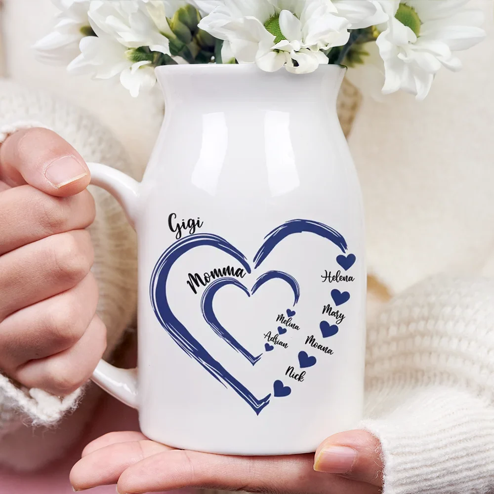 Mom Grandma Sweethearts - Personalized Ceramic Flower Vase - Image 3