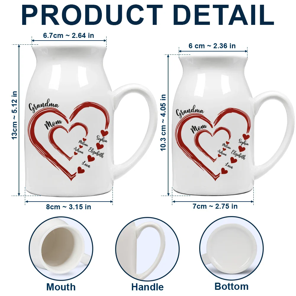 Mom Grandma Sweethearts - Personalized Ceramic Flower Vase - Image 4