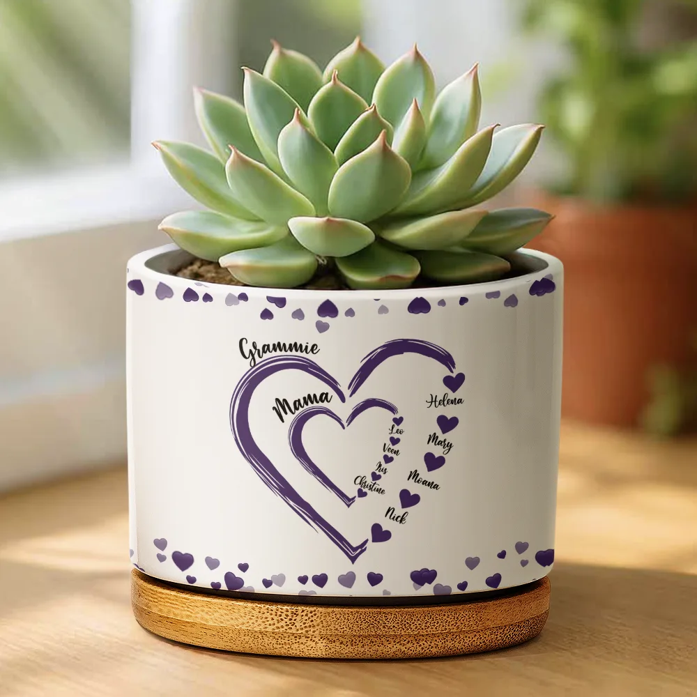 Mom Grandma Sweethearts - Personalized Ceramic Plant Pot - Image 2