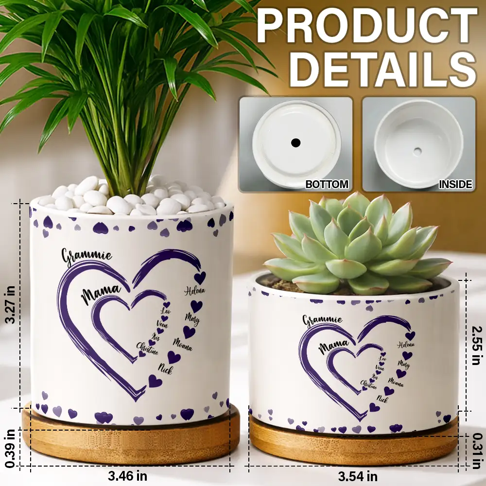 Mom Grandma Sweethearts - Personalized Ceramic Plant Pot - Image 5